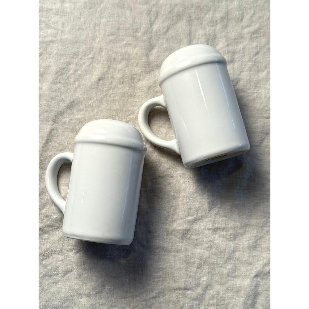 Vintage The Main Ingredients White Ceramic Salt Pepper Shakers Farmhouse Kitchen